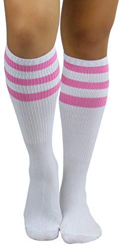 Image of ToBeInStyle Women's Premium Below Knee Athletic Socks w /Contrasting Wide Stripes