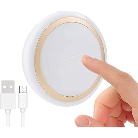 RTSU Rechargeable Touch Light with Timer, Dimmable Kids Baby Nursery Night Light Lamp, Stick-on Anywhere LED Push Tap Light for Closet Cabinet, Brightness Memory, Warm White Light Cover