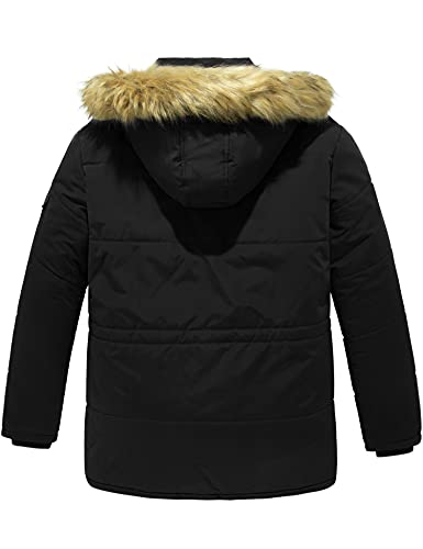 Soularge Men's Big and Tall Winter Water Resistant Hooded Puffer Coat Outerwear (Black,4X) - Image 3