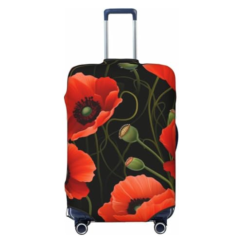 Poppy Flowers Print Luggage Suitcase Covers Elastic Washable Luggage Protector Luggage Covers For Suitcase