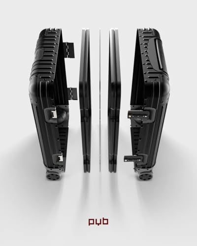 Image of PYB Autograph -Premium Full Aluminium Hard Trolley Bags for Travel, Zipless Cabin Suitcase with TSA Lock, Noiseless 360 Rotating 8 Spinner Wheels, Compression Pads and Divider (Black), Cabin 20 inch