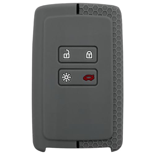 AUTOZOCO Funda Silicona Mando Llave del Coche 4 Botones Compatible con Renault Y Dacia - Funda TPU - Protege Llaves Compatible con Dacia y Renault - Gris