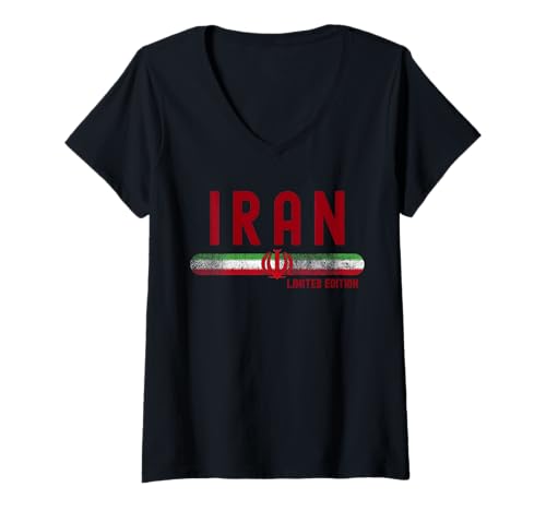 Femme Iran Flag | Iranian Vintage Distressed T-Shirt avec Col en V