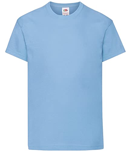 T-shirts unisexes enfants Fruit of The Loom bleu ciel 5-6 ans lot de 5 hauts à manches courtes
