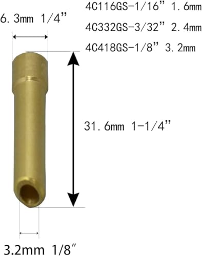 Image of RIVERWELD TIG Short Wedge Collet 4C418GS-1 /8 inch 3.2mm 10pcs | Fit DB SR WP 17 18 26 TIG Welding Torch