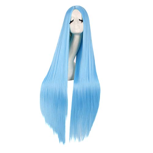 MapofBeauty 40 Inch/100cm Fashion Straight Long Costume Anime Cosplay Wig (Sky Blue)