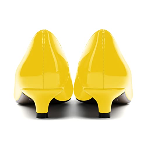 ROSERWISH Womens Office Slip On Pointed Toe Patent Casual Work Kitten Low Heel Pumps Dress Shoes 1.5 Inch4
