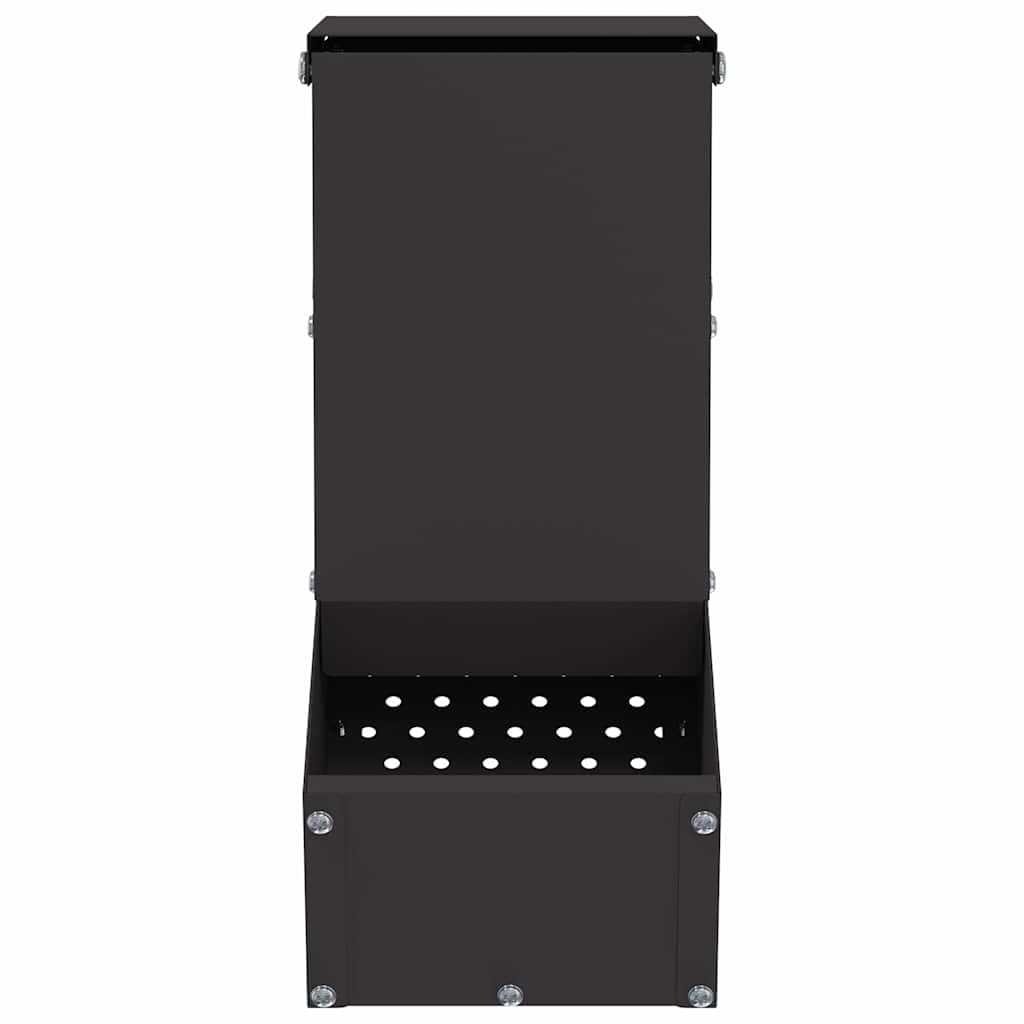 Comedero para conejos negro de acero laminado en frío, 12,5 x 26 x 28,5 cm, con capacidad de 1 kg, resistente a la intemperie, para interior y exterior, práctico montaje en pared