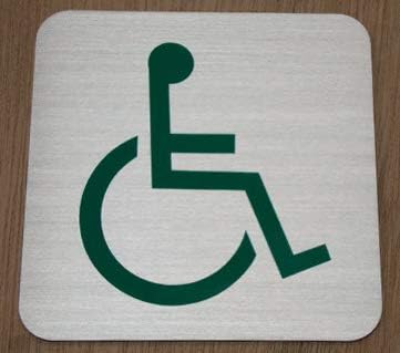 Amazon ステンレス製 身体障害者用トイレマーク グリーン 車椅子 障害 トイレ Toilet Wc 150mm 150mm 標識 サイン 文房具 オフィス用品