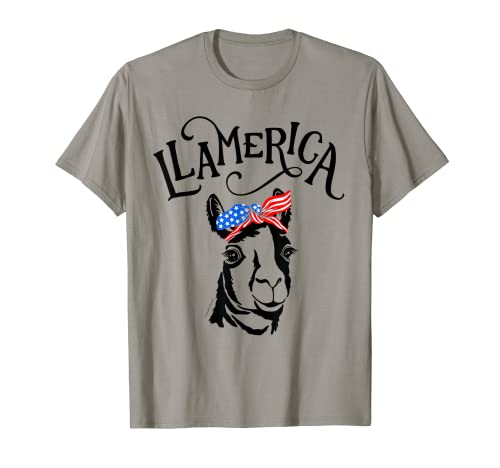 Divertido 4 de julio Animal Camisa Llama Llamerica American Gift Camiseta