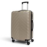 STRAVIA – Vic – Valise Moyenne 65 cm – ABS légère et résistante – Bagage Rigide – Serrure à Code sécurisée – 4 Roues Double Ultra fluides – Gold Champagne – 65 x 44 x 26 cm