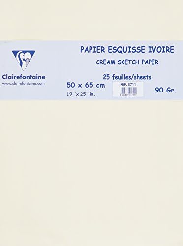 Clairefontaine - Ref 21682C - White Drawing Sketch Paper (Pack of 100 Sheets) - A4 (21 x 29.7cm) - 90gsm Paper, pH Neutral, Acid Free, Suitable for Sketching & Drawing