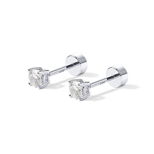 Image of PAVOI Flat Back Stud Earrings for Women, 14K Gold Plated CZ Cartilage Studs