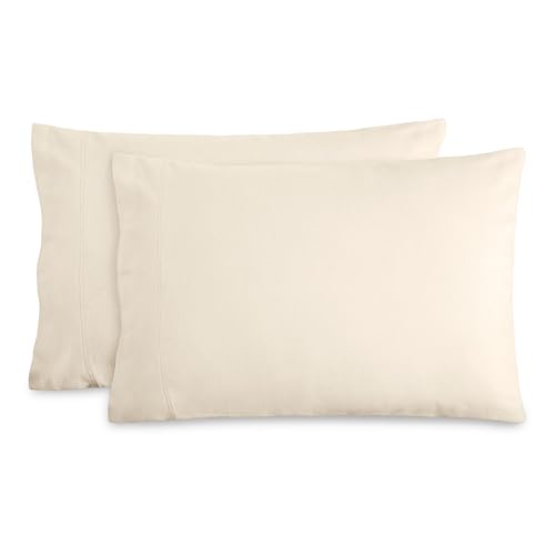 Bare Home Flannel King Pillowcases Set of 2-100% Cotton - Velvety Soft & Cozy - Double Brushed Heavyweight Flannel Pillowcases (King Pillowcase Set of 2, Sand)