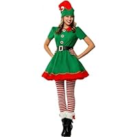 WWricotta Costume Elfo Donna Vestito Elfo Donna uomo Cappello Calze Vestito Elfo Famiglia Costumi di Natale Adulti Costume per Carnevale e Cosplay