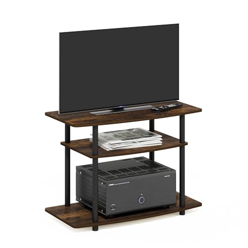 Furinno Turn-N-Tube TV Stand, 3-Tier No Tools Entertainment Center, TV Console for TV up to 32 Inch, for Living Room, Bedroom, Amber Pine