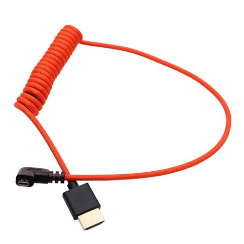 Image of HangTon Micro HDMI to HDMI 4K 8K 60p Cable for ATOMOS Ninja V Inferno SmallHD Cine Indie Monitor Canon R6 Mark II R5 C R8 Sony ZVE10 A7C A7R4 A7S2 Panasonic S5 S9 GH4 Camera, Left Angled 50cm