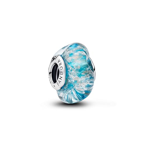 Charm in argento sterling con turchese Murano glass con glitter
