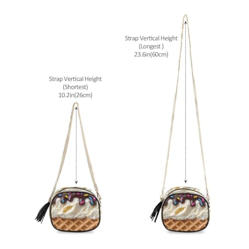 Image of ALAZA Women's Chocolate Ice Cream Waffles PU Leather Crossbody Bag Shoulder Purse with Tassel