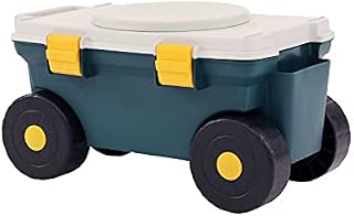 Oypla Outdoor Garden Rolling Tool Cart Storage Box with Rotating Seat