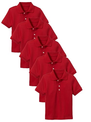 Image of Galaxy by Harvic Polo Shirt for Boys - 5 Pack School Uniform for Boys, Tagless Cotton Blend - Soft Comfortable Everyday Wear