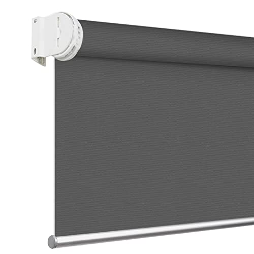 Blackout Cordless Valanced Window Shades, Black Fabric Window Blinds, Custom Made Light Filtering Roller Shades For Windows With Valance, 33" Wide X 36" High #TOP25
