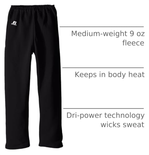 Russell Athletic Big Boys' Youth Dri-Power Fleece Open Bottom Pocket Pant, Black, Medium - image 2