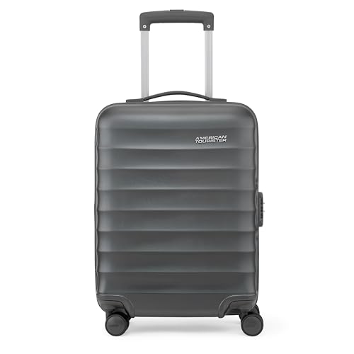 Image of American Tourister Barcelona | Cabin Trolley Bag (55 cm) | 360 8 Wheel Travel Luggage | Hard Case Polycarbonate Suitcase | Mounted Combination Lock | Gun Metal