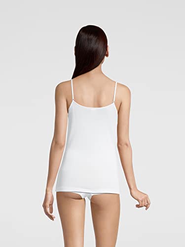 Oscalito Women's 100% Cotton With Satin Scoop Neck Camisole With Spaghetti Straps 16124 White L #TOP4