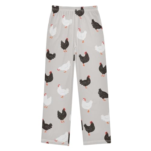 Boys' Pants Chicken White Black Long Bottoms Jogger Pants Elastic Waist Trousers with Pockets S-XL