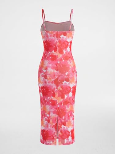 Image of Verdusa Women's Spring Dresses Hawaiian Tropical Floral Slimming Dress Sun Midi Sundresses Split Vacation Outfits