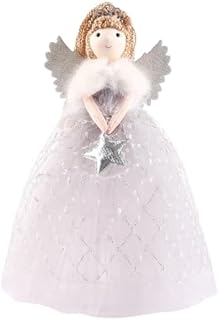 YTFSKFUI Angel Topper Christmas Tree Decorations, 26 * 15 cm Cute Plush Angel Christmas Tree Decorations, Xmas Creative Angel Topper, Angel for Kids Xmas Crafts (Grey)