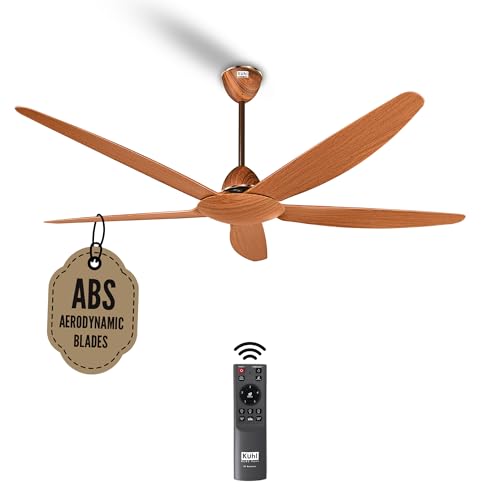 Image of KUHL Meridian M55 1400MM 65% Power Saving BLDC Ceiling Fan With Remote | BEE 5 Star Rated & ISI Marked | High Air Flow | Reverse Mode | 5 Year Warranty on Motor | Free Installation | Teak