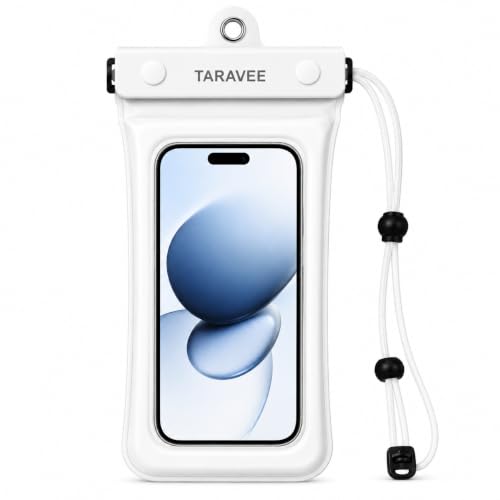 Image of Waterproof Phone Pouch, IPX8 Universal Waterproof Phone Case Dry Bag with Lanyard for iPhone 14 13 12 11 Pro Max XR X XS SE 8 Plus Samsung S23 S22 Ultra S21 S10 S9 (White- Floting)