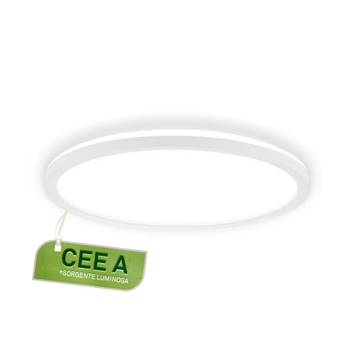 Efficienza energetica: Questo plafone integra una sorgente luminosa di classe energetica A* con modulo LED da 11 W che fornisce 2400 lumen a 4000 K, offrendo luce bianca neutra, uniforme ed efficiente per corridoi e zone di passaggio