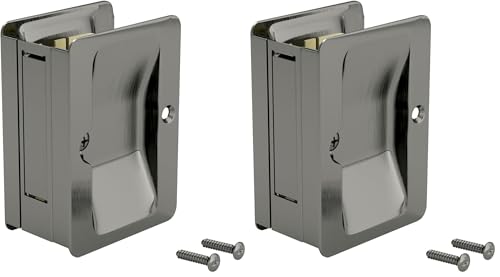 Image of Richelieu Hardware 1700ANPSBC Onward Pocket Door Pull, Passage Lock, 3 1 /4 in (82 mm), Rectangular, Antique Nickel (Pack of 2)