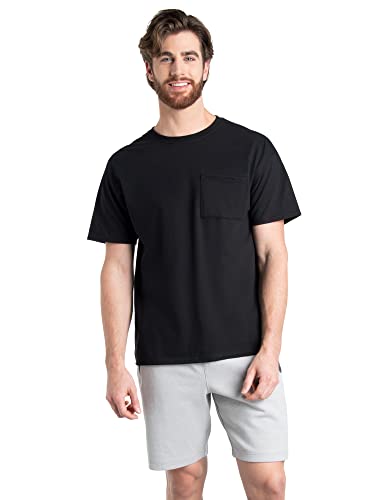 Fruit of the Loom Men's Eversoft Cotton Short Sleeve Pocket T-Shirts, Breathable, 2-Pack2