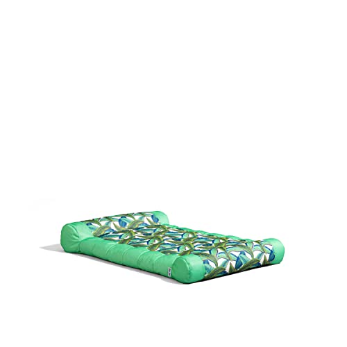 Big Joe Kona Hammock No Inflation Needed Pool Lounger with Headrest, Tropical Palm Green Double...