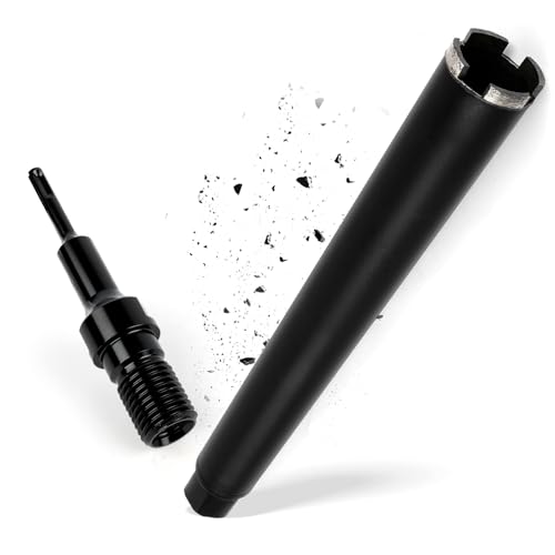 Corona de Perforación de Diamante,Corona Hormigon,1¼ Pulgadas, UNC, D 51 mm,L 450 mm,con Adaptador SDS Plus,para Hormigón, Hormigón Armado,Mampostería,Piedra,Granito