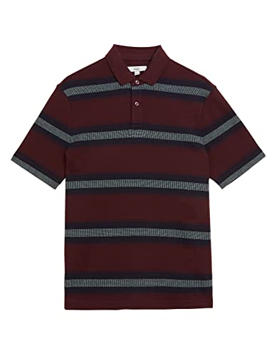 Image of Marks & Spencer Mens Striped Cotton Collared Neck Regular Fit Polo Shirt