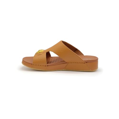 Al Baaz 1018 Arabic Sandals for Men - Traditional Leather Men Sandals - Anti Slippery Mens Sandals - Open-Toe Leather Sandals for Men