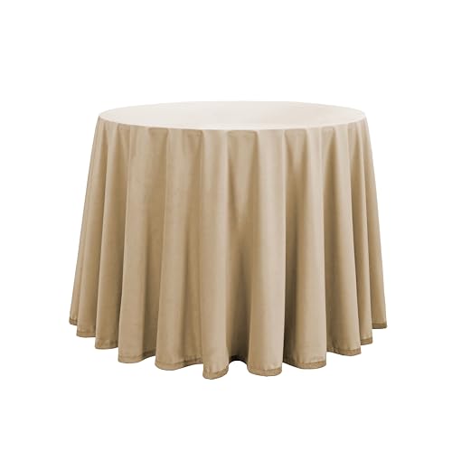 Donegal Collections Falda Mesa Camilla Redonda 100 cm Beige - Faldillas Mesa Camilla Invierno Altura Mesa 75 cm - Tejido Aterciopelado Ideal Otoño/Invierno, Fabricado 100% España
