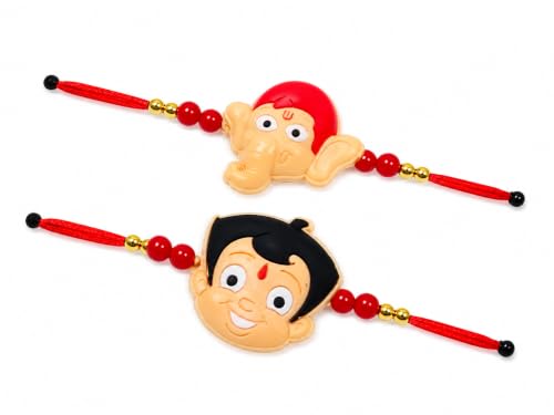 Rakhi de Ganesha y dibujos animados en pack de 2 hilos suaves para hermano