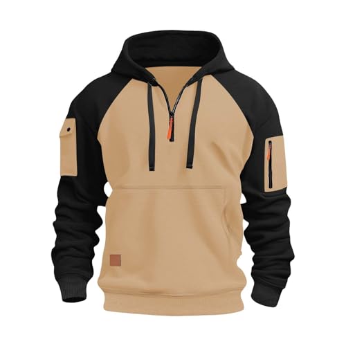 Sudadera con capucha corta para hombre en color kaki talla L