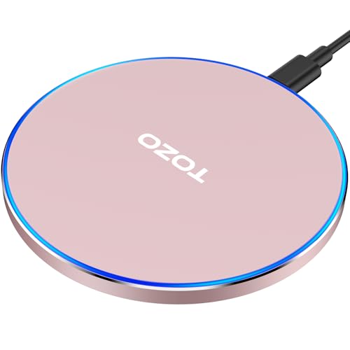 TOZO Wireless Charger 15W Max Fast Wireless Charging Pad Compatible with iPhone 16/16 Plus/16 Pro Max /15/14/13/SE/12 Series, Samsung Galaxy S24/S23/S22 Series (No AC Adapter), Rose Gold