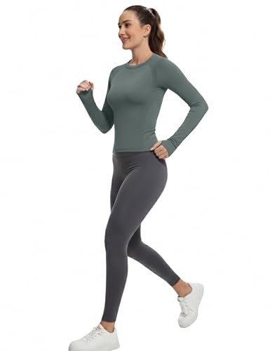 Image of MathCat Workout Shirts for Women Long Sleeve, Workout Tops for Women, Quick Dry Gym Athletic Tops，Seamless Yoga Shirts XS-XL