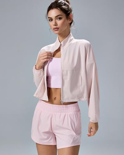 altiland Women's UPF 50+ Sun Protection Cropped Zip Up Jackets for Athletic Workout Running Cool Feeling2