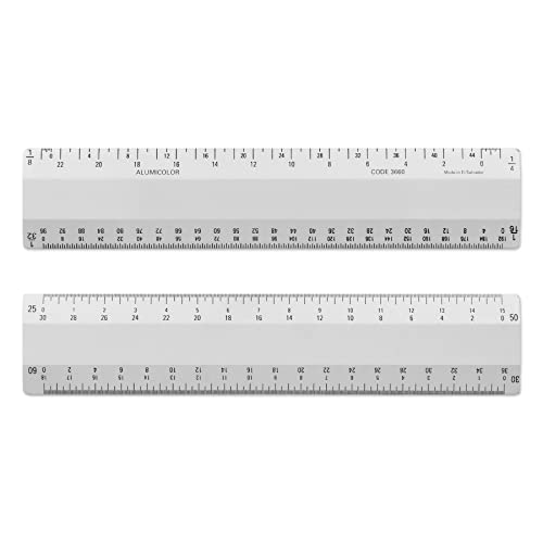 Alumicolor 3660-1 15,2 cm langes Lineal Skala mit 4 abgeschrägten Designs, Zeichnen, Architektur und Ingenieurwesen, silber Cover