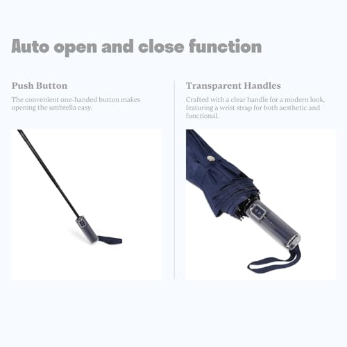Image of Citizen Umbrella for Men & Women, 3 Fold Auto Open, 12 Aluminium Ribs, UV Coated 190T Fabric, Windproof, Lightweight, Durable with Black Coating, 23 Inch