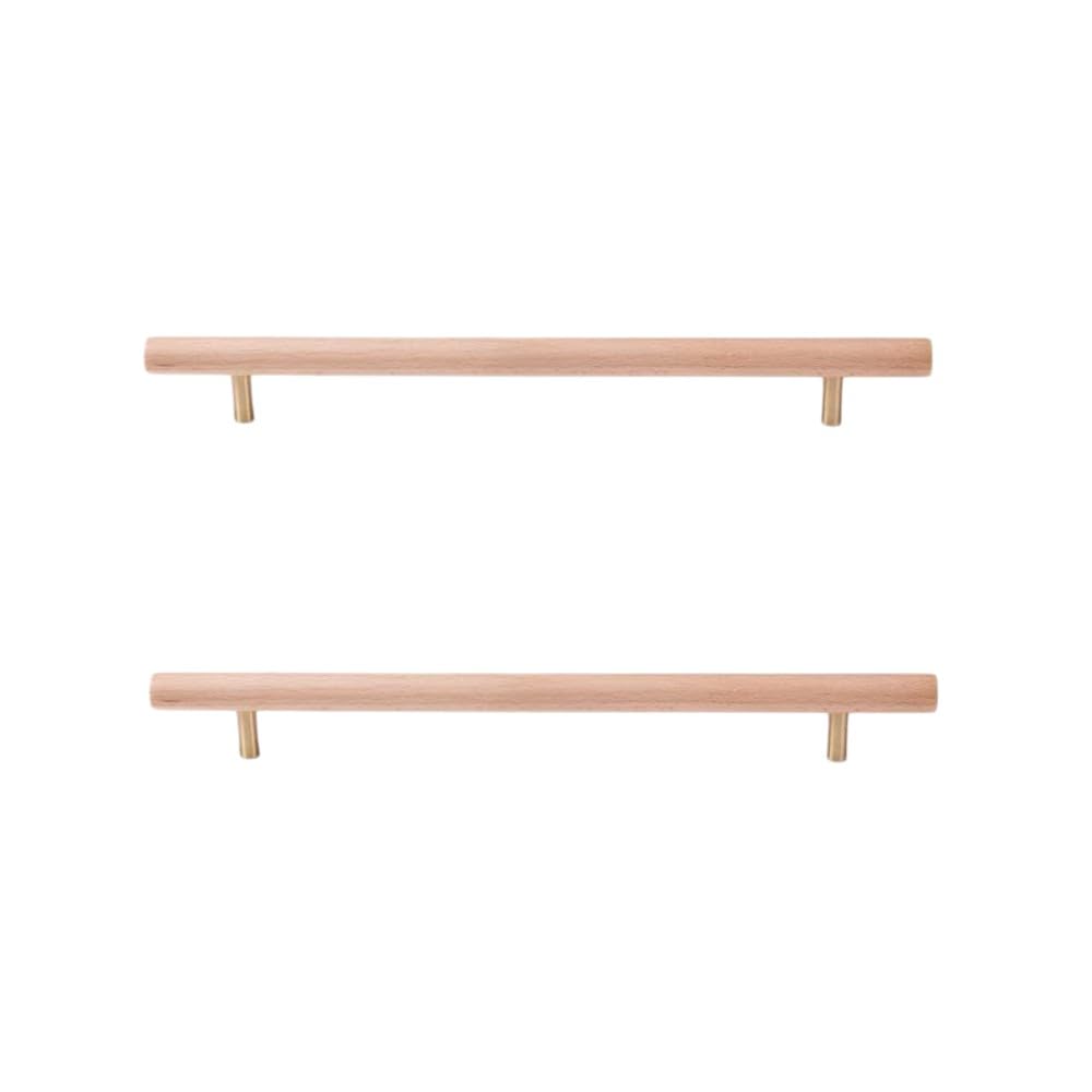 SANCHAKOU Decorative Knobs 2Pcs Beech Black Walnut Ash Wood Original Color Wardrobe Drawer Cabinet Wooden Extended Door Handle 320Mm Beech
